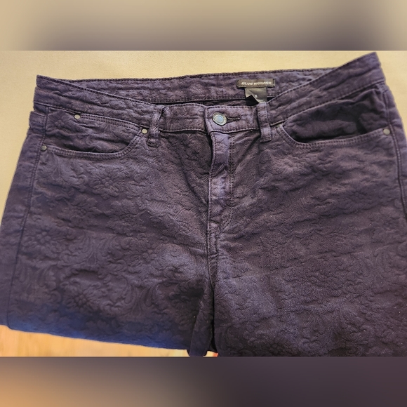 Club Monaco Black Floral Brocade Jeans Pants sz 8 Preppy Flower lace - Picture 3 of 8